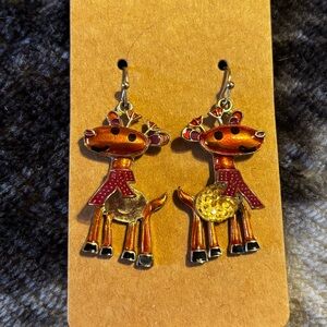 Red and Gold  Christmas Dangle Earrings